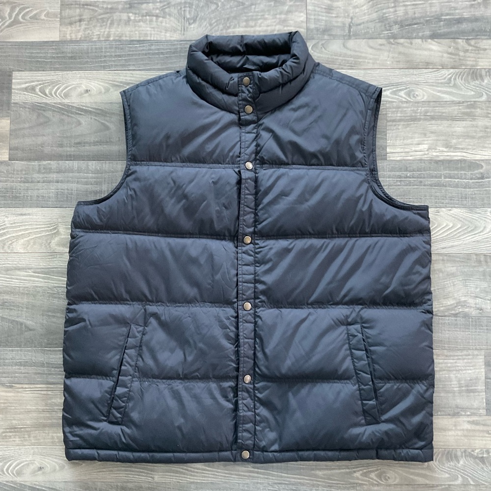 Eddie Bauer Goose Down Puffer Vest Men’s XXL Black Snap Lightweight Outdoor Warm